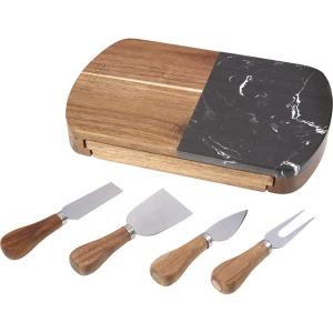 Black Marble Cheese Board Set with Knives